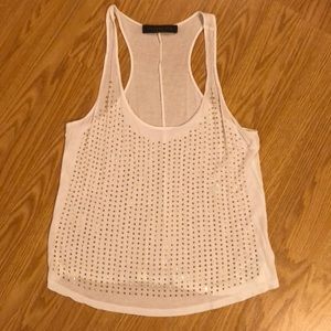 Bedazzled white tank
